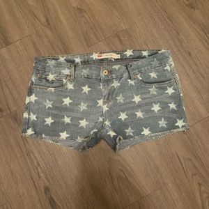 Blue Levi Shorty Cutoff Shorts w/Stars